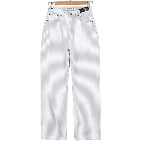 Abercrombie & Fitch Curve Love High Rise Loose Jean Indigo Stripes Size 25 NWT - Picture 1 of 8